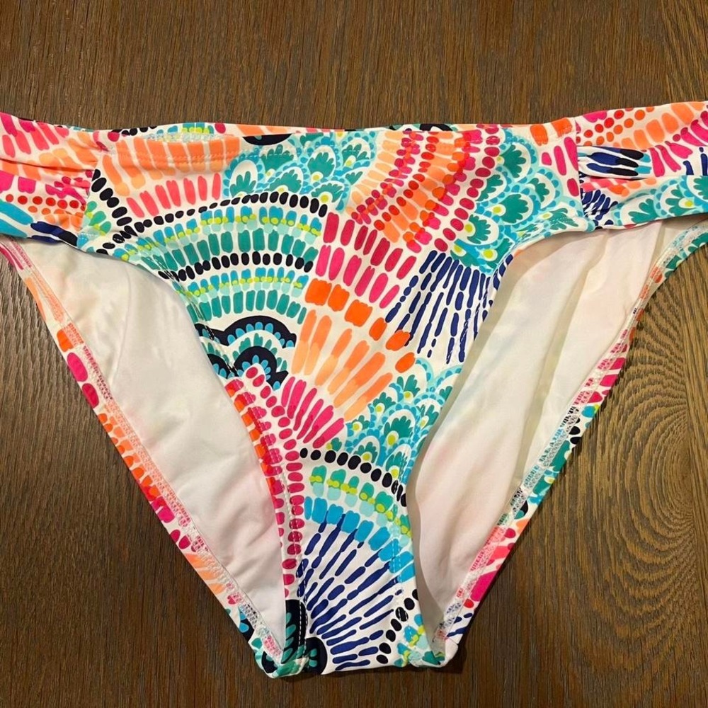 La Blanca Island Goddess Multi Color Fan Print Bikini Bottoms LB3ZR96 Womens 10